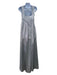 Galvan London Size 6 Silver Viscose Glitter Seqiun Stripe V Neck Sleeveless Gown Silver / 6