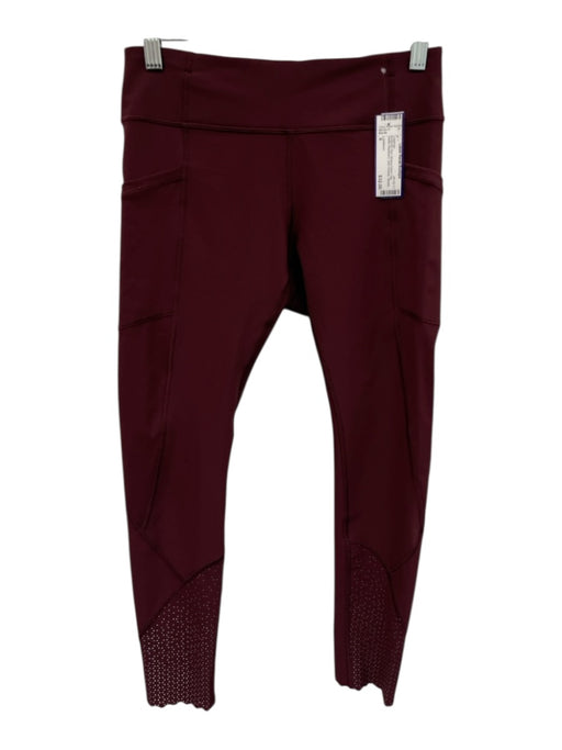 Lululemon Size 6 Burgundy Red Missing Fabric Tag Elastic Waistband Leggings Burgundy Red / 6
