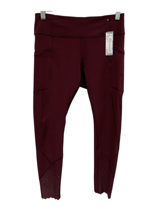 Lululemon Size 6 Burgundy Red Missing Fabric Tag Elastic Waistband Leggings Burgundy Red / 6