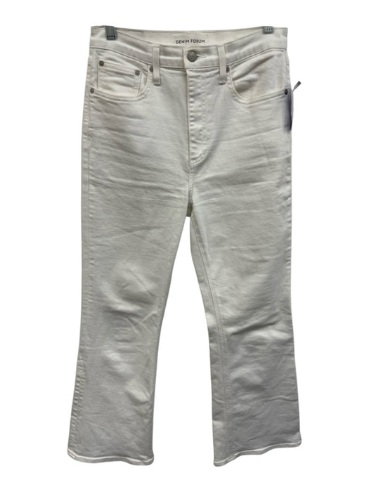Denim Forum Size 27 Cream White Cotton Blend Denim High Waist Flare Jeans Cream White / 27