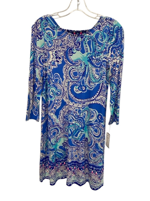 Lilly Pulitzer Size XS Blue & White Rayon Blend Octopus Printed 3/4 Sleeve Dress Blue & White / XS