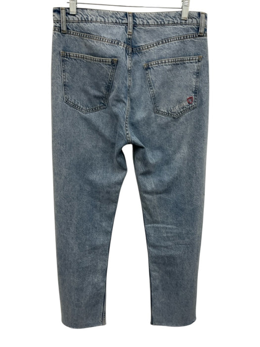 Djerf Avenue Size 27 Light Wash Cotton Denim Raw Hem Button Fly Relaxed Jeans Light Wash / 27