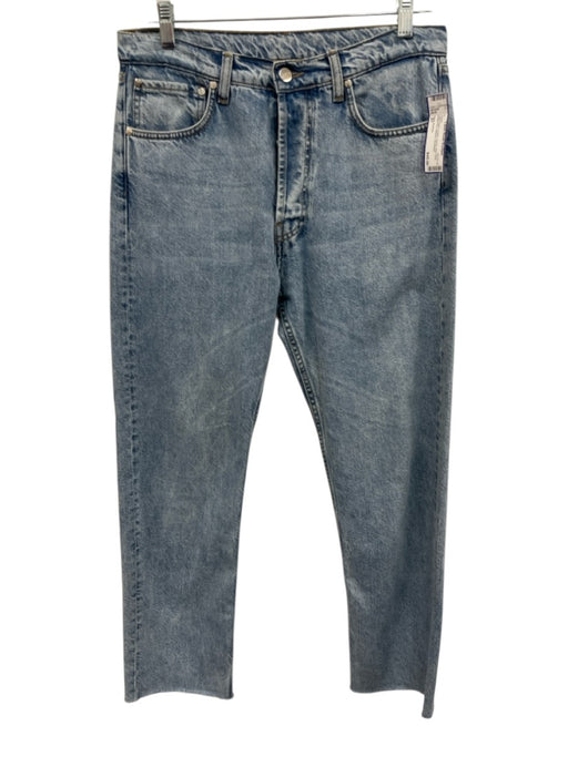 Djerf Avenue Size 27 Light Wash Cotton Denim Raw Hem Button Fly Relaxed Jeans Light Wash / 27