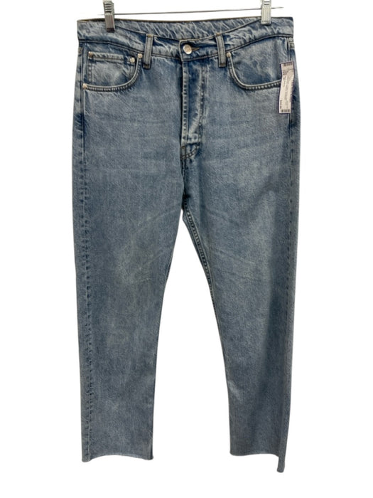 Djerf Avenue Size 27 Light Wash Cotton Denim Raw Hem Button Fly Relaxed Jeans Light Wash / 27