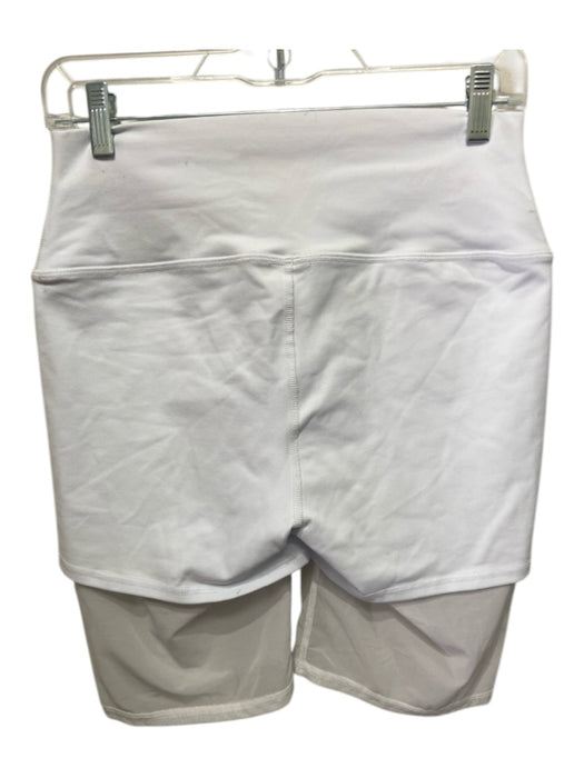 Alo Size L White Nylon Blend Mesh Detail Elastic Waist Athletic Shorts White / L