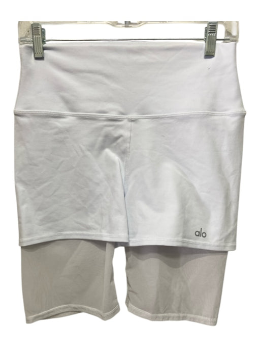 Alo Size L White Nylon Blend Mesh Detail Elastic Waist Athletic Shorts White / L