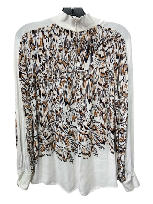 Reiss Size 6 Cream & Multi Viscose Back Zip All Over Print Top Cream & Multi / 6