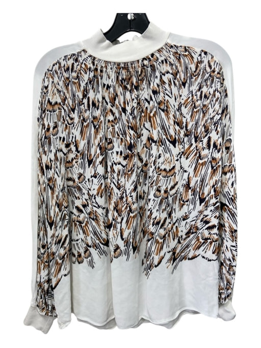 Reiss Size 6 Cream & Multi Viscose Back Zip All Over Print Top Cream & Multi / 6