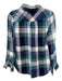 Rails Size S Blue & White Rayon Plaid Button Up Long Sleeve Top Blue & White / S