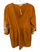 Madewell Size XS Mustard Cotton Embroidered Floral Tiered V Neck Dress Mustard / XS