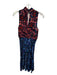 Moulinette Soeurs Size 8 Red & Blue Velvet Mock Neck Paisley Sleeveless Dress Red & Blue / 8