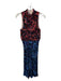 Moulinette Soeurs Size 8 Red & Blue Velvet Mock Neck Paisley Sleeveless Dress Red & Blue / 8