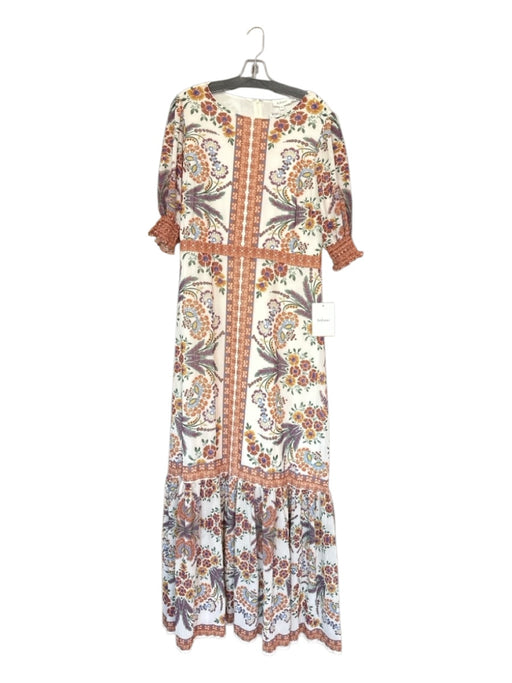 Bohme Size XL Brown & Green Polyester 3/4 Balloon Sleeve Botanical Maxi Dress Brown & Green / XL