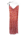 L Space Size XL Pink & Orange Rayon Strapless Flowers Boning slit Dress Pink & Orange / XL