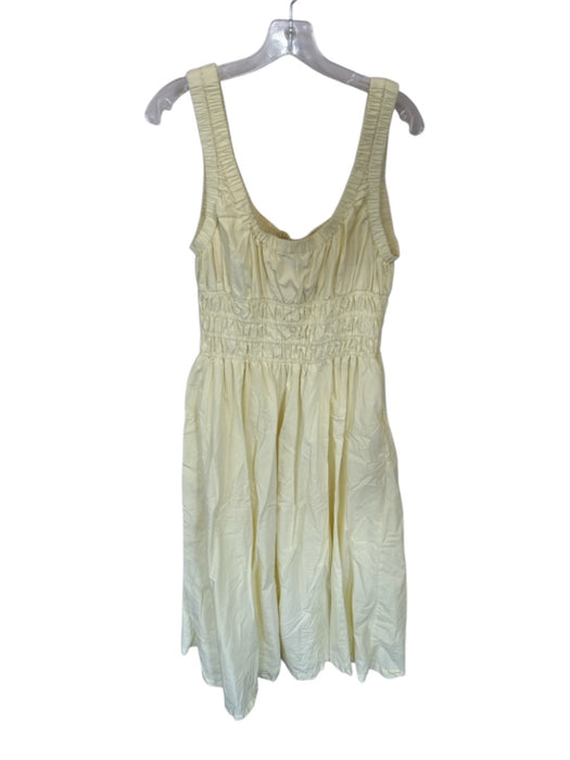 Loft Size 10 Butter Yellow Cotton Scrunch Detail Tank Dress Maxi Dress Butter Yellow / 10