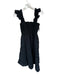 Hill House Size M Black Cotton Smocked Ruffle Sleeve Detail Maxi Tiered Dress Black / M