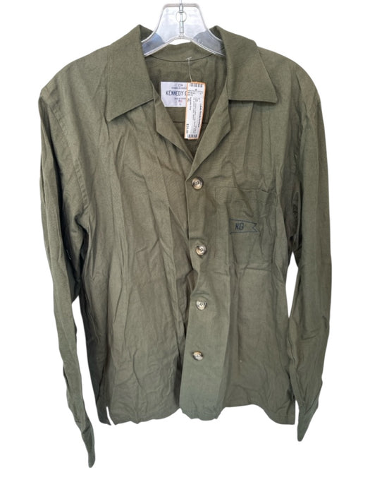 kennedy Gray Size XL Green Cotton Long Sleeve Button Up pocket Collar Top Green / XL