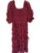 Jessakae Size XL Burgandy & Red Polyester Mesh Strawberry Maxi Puff Sleeve Gown Burgandy & Red / XL