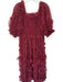 Jessakae Size XL Burgandy & Red Polyester Mesh Strawberry Maxi Puff Sleeve Gown Burgandy & Red / XL