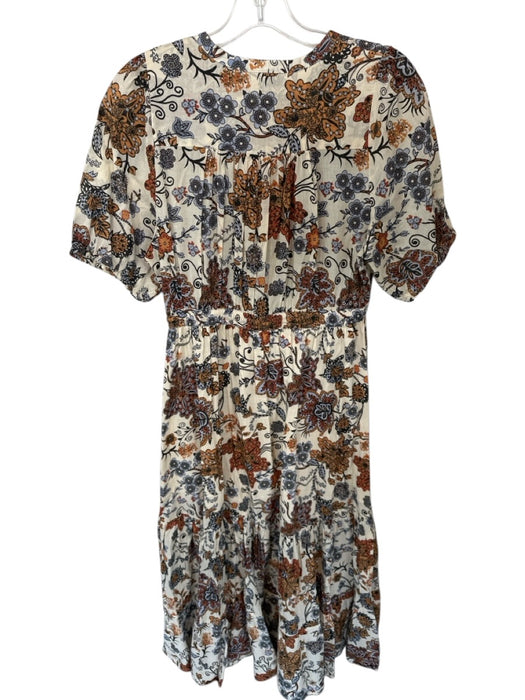 Elan Size M Multi Linen Button Up Floral Maxi Ties Dress Multi / M