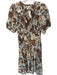 Elan Size M Multi Linen Button Up Floral Maxi Ties Dress Multi / M