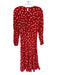 M&S Size 38 Red & White Viscose Long Sleeve Flowers Midi Dress Red & White / 38