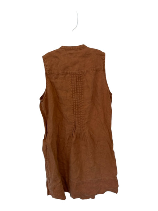 Quince Size XS Burnt Orange Linen Half Button Front Pleat Mini Dress Burnt Orange / XS