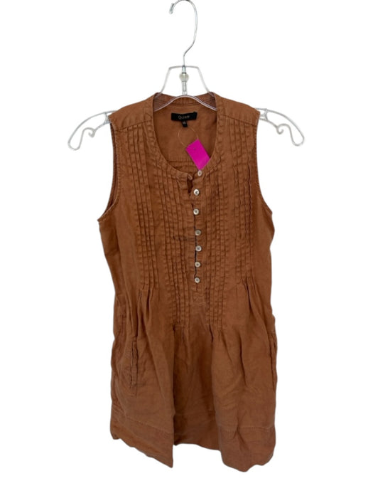 Quince Size XS Burnt Orange Linen Half Button Front Pleat Mini Dress Burnt Orange / XS