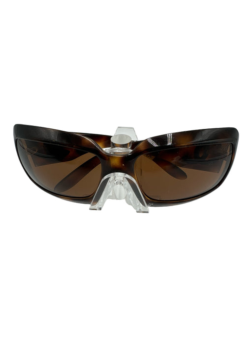 Chanel Brown Tortoiseshell Irridescent Logo Gold Hardware Square Sunglasses Brown