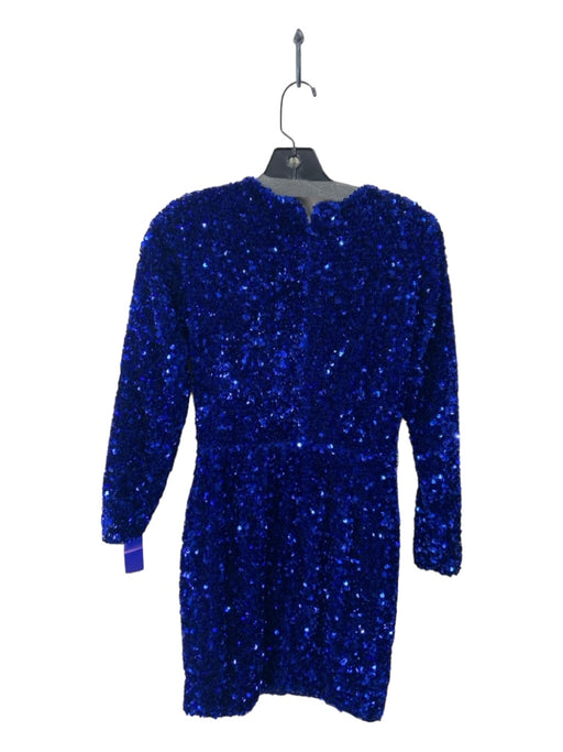 Helsi Size S Cobalt Blue V Neck Long Sleeve All Over Sequins Dress Cobalt Blue / S