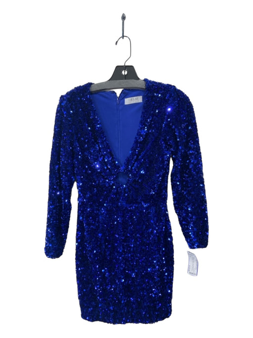 Helsi Size S Cobalt Blue V Neck Long Sleeve All Over Sequins Dress Cobalt Blue / S