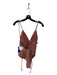 Tularosa Size S Brown Nylon Blend One Piece Ribbed Ruffle Detail Swimsuit Brown / S