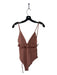 Tularosa Size S Brown Nylon Blend One Piece Ribbed Ruffle Detail Swimsuit Brown / S