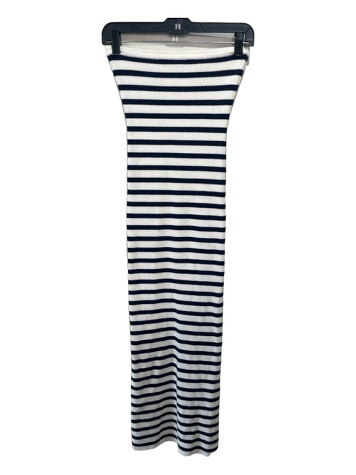Edikted Size Small Navy Blue & White Polyester Blend Maxi Striped Tube Top Dress Navy Blue & White / Small