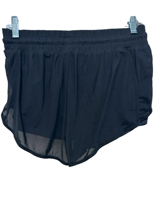Alo Size S Black Nylon & Spandex Drawstring Waist Mesh Detail Athletic Shorts Black / S
