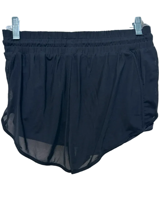 Alo Size S Black Nylon & Spandex Drawstring Waist Mesh Detail Athletic Shorts Black / S