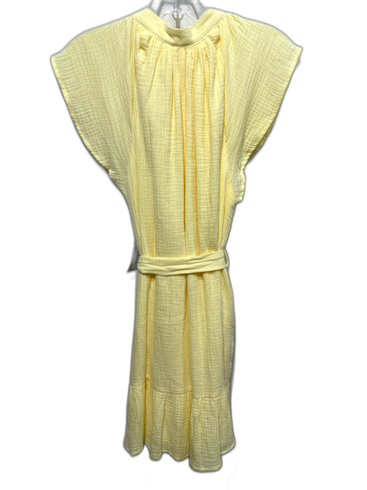 Victoria Dunn Size XS Yellow Cotton Button Up Cap Sleeve Sash Included Dress Yellow / XS