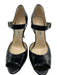 Jimmy Choo Shoe Size 39.5 Black Patent Leather Ankle Strap Peep Toe Pumps Black / 39.5