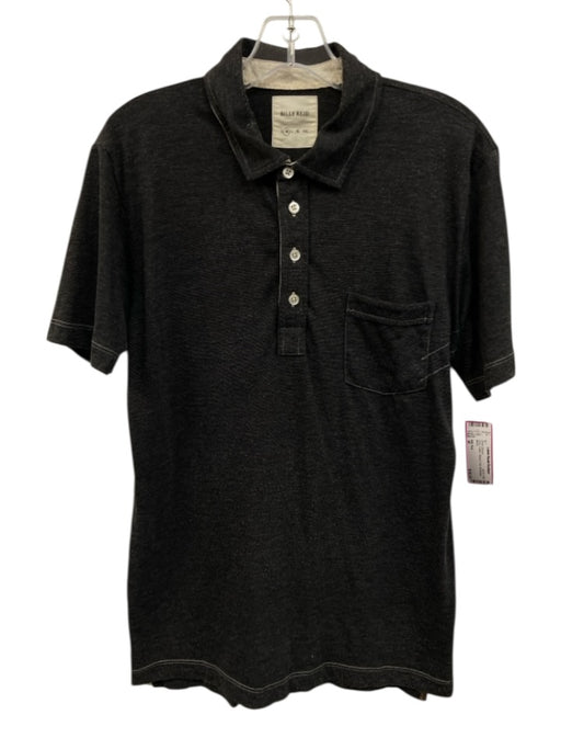 Billy Reid Size M Gray Cotton Striped Polo Men's Short Sleeve Gray / M