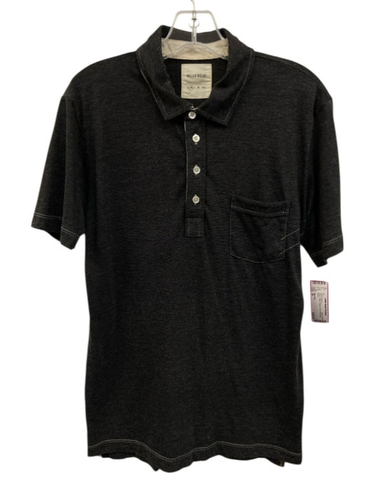 Billy Reid Size M Gray Cotton Striped Polo Men's Short Sleeve Gray / M