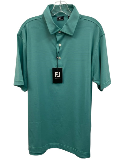 Footjoy NWT Size L Green & Blue Synthetic Striped Polo Athleisure Short Sleeve Green & Blue / L