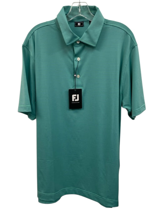 Footjoy NWT Size L Green & Blue Synthetic Striped Polo Athleisure Short Sleeve Green & Blue / L