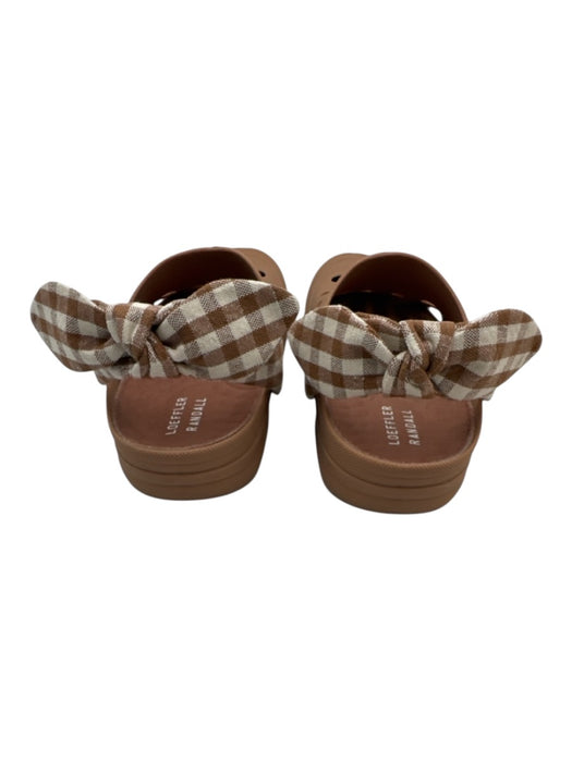 Loeffler Randall Shoe Size 8/9 Brown & White Rubber Cut Outs Gingham Sandals Brown & White / 8/9