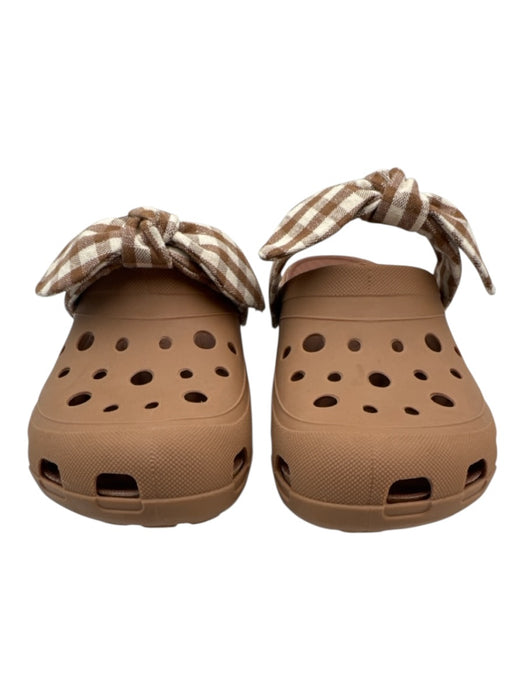 Loeffler Randall Shoe Size 8/9 Brown & White Rubber Cut Outs Gingham Sandals Brown & White / 8/9
