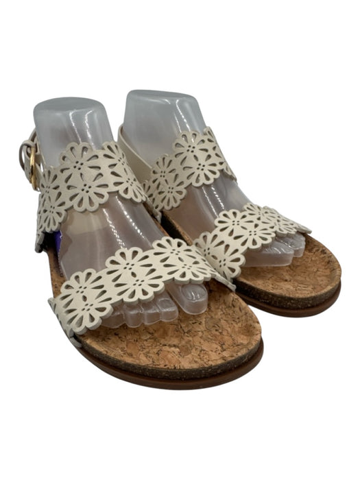 Ulla Johnson Shoe Size 39 Ivory White Leather Upper Cork Floral Sandals Ivory White / 39