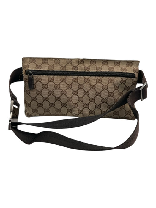 Gucci Brown & Beige Canvas Leather Detail Guccissima Zip Belt Bag Bag Brown & Beige / Small
