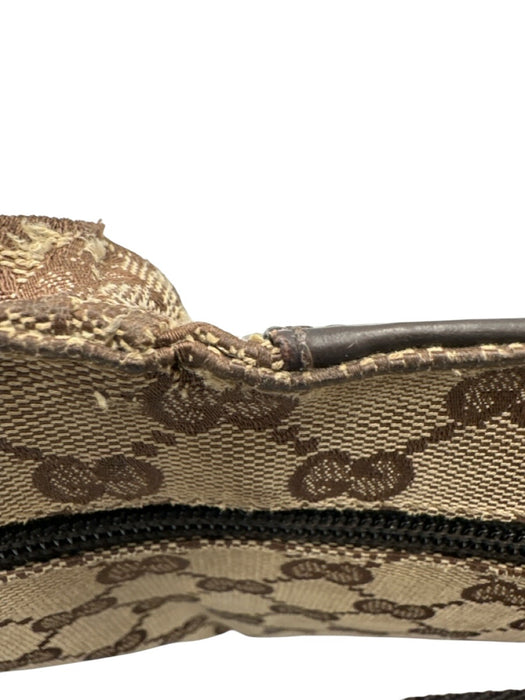Gucci Brown & Beige Canvas Leather Detail Guccissima Zip Belt Bag Bag Brown & Beige / Small