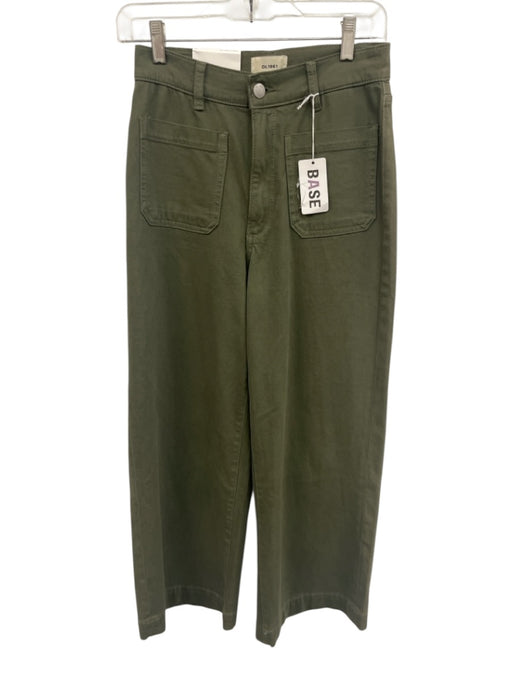 DL 1961 Size 25 Olive Green Cotton Denim High Rise Patch Pockets Wide Leg Jeans Olive Green / 25