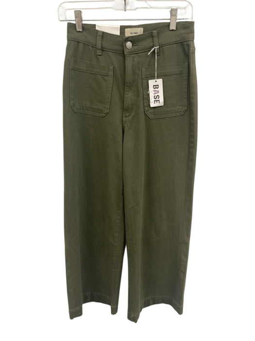 DL 1961 Size 25 Olive Green Cotton Denim High Rise Patch Pockets Wide Leg Jeans Olive Green / 25