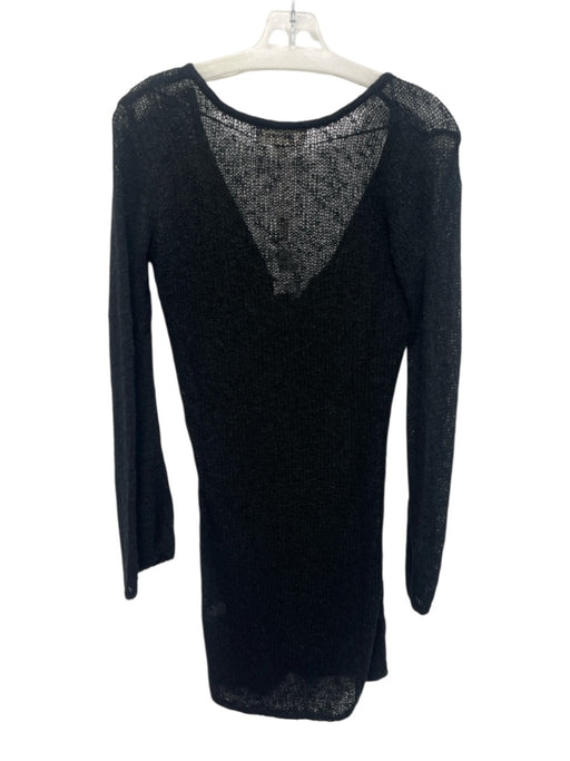 L Space Size XS Black Acrylic Long Sleeve Twist Knot Open Knit swimwear Black / XS